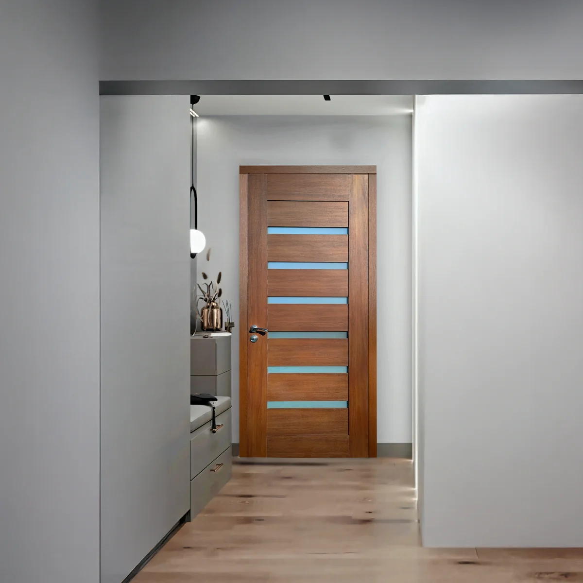 Usa De Interior Din Lemn Cu Geam KMC-034 2000/800 Stejar Inchis