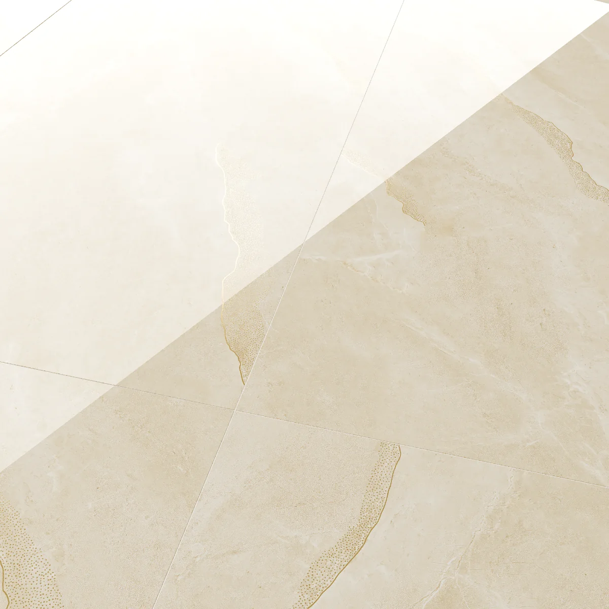 Gresie Rectificata Exterior / Interior Cream Gold Insert 60 x 120 cm Lucioasa Portelanata Tip Marmura