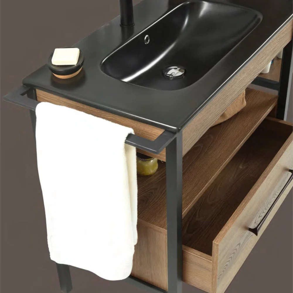 Set Mobilier Baie Woodline 3 Piese 96 Cm Maro