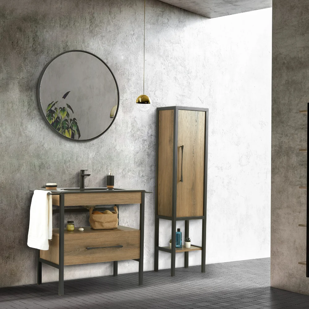 Set Mobilier Baie Woodline 3 Piese 96 Cm Maro