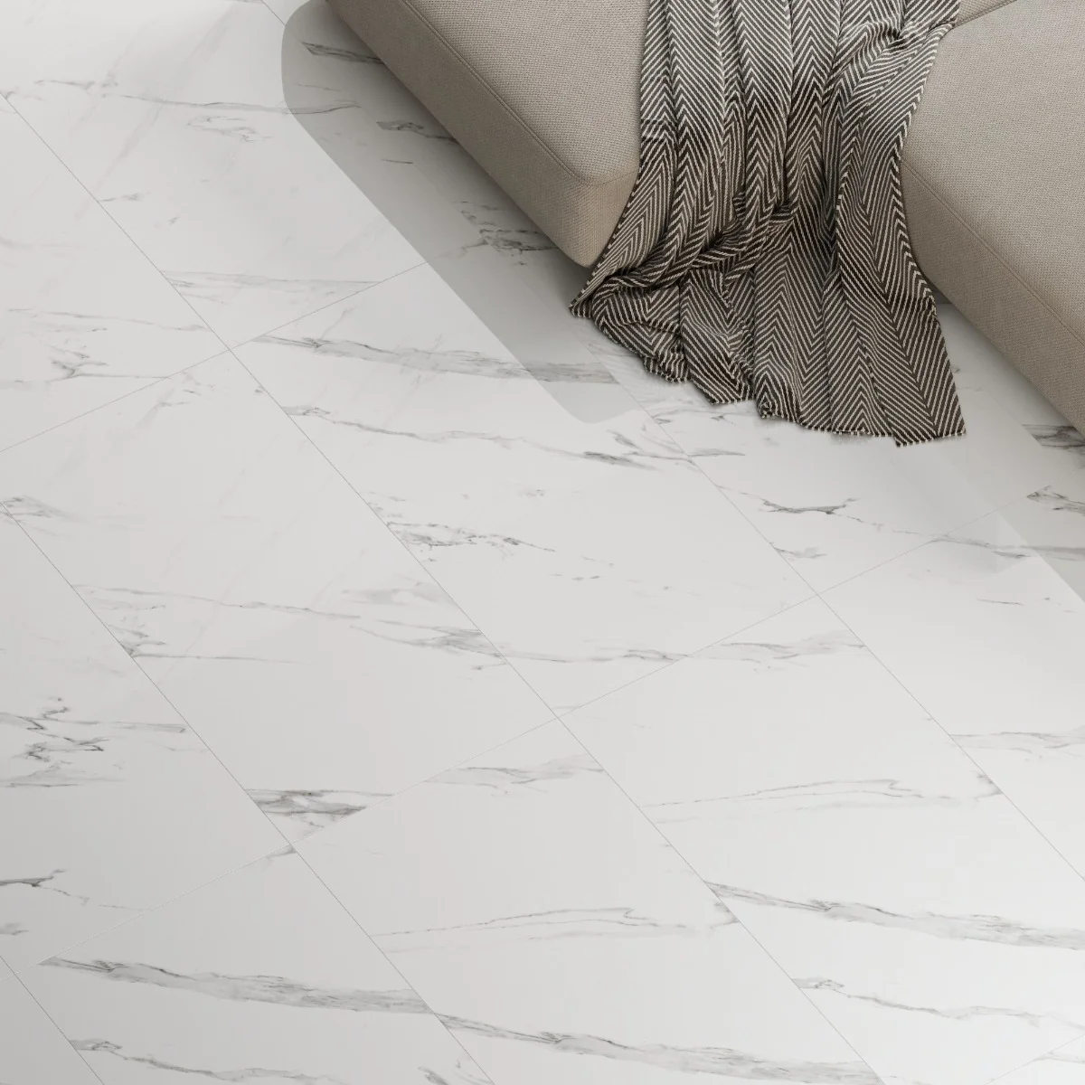 Gresie Exterior / Interior Portelanata Morden Statuario 60 x 120 cm Lucioasa Rectificata Tip Marmura