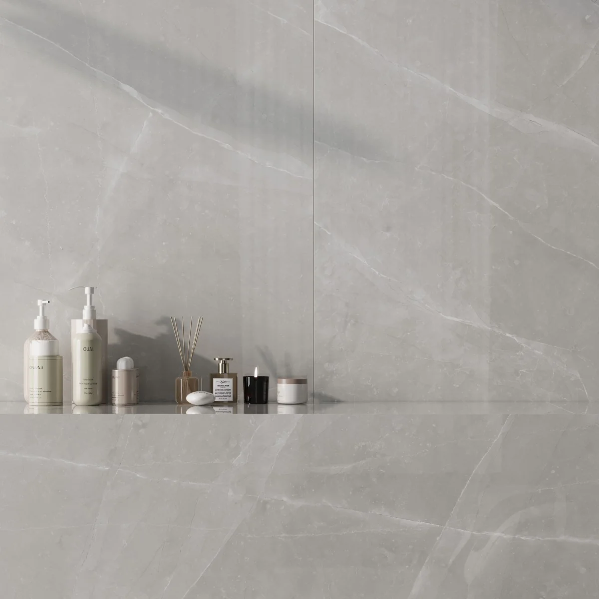 Gresie Exterior / Interior Portelanata Osmos Grey 60 x 120 cm Lucioasa Rectificata Tip Marmura