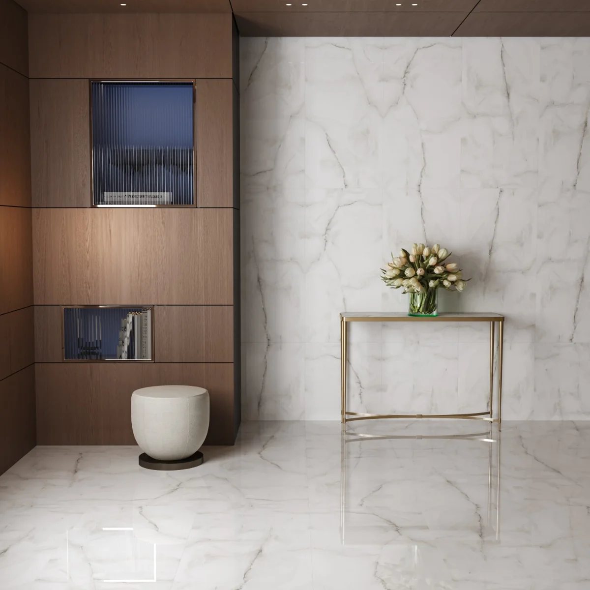 Gresie Exterior / Interior Portelanata Terrosa Grey 60 x 120 cm Lucioasa Rectificata Tip Marmura