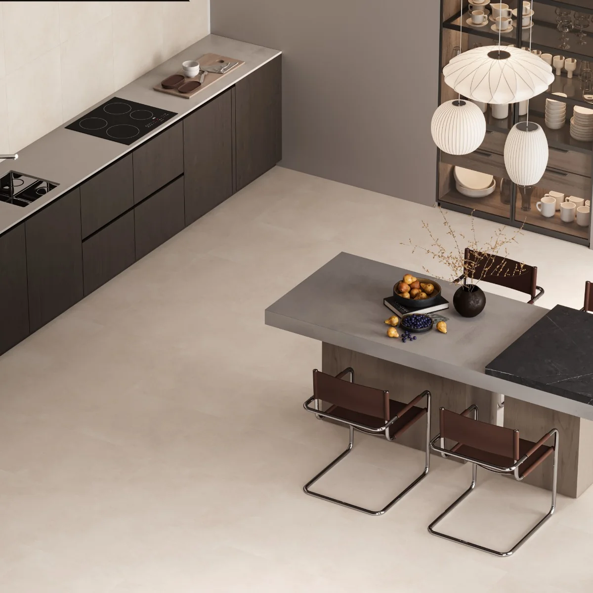 Gresie Exterior / Interior Portelanata Core Beige 60 x 60 Cm Mata Rectificata Aspect Ciment