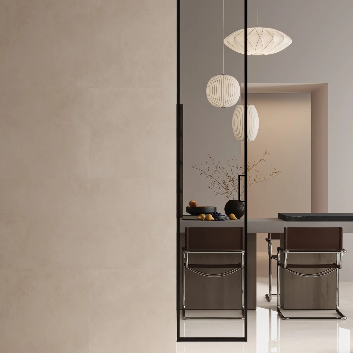 Gresie Exterior / Interior Portelanata Core Beige 60 x 60 Cm Mata Rectificata Aspect Ciment