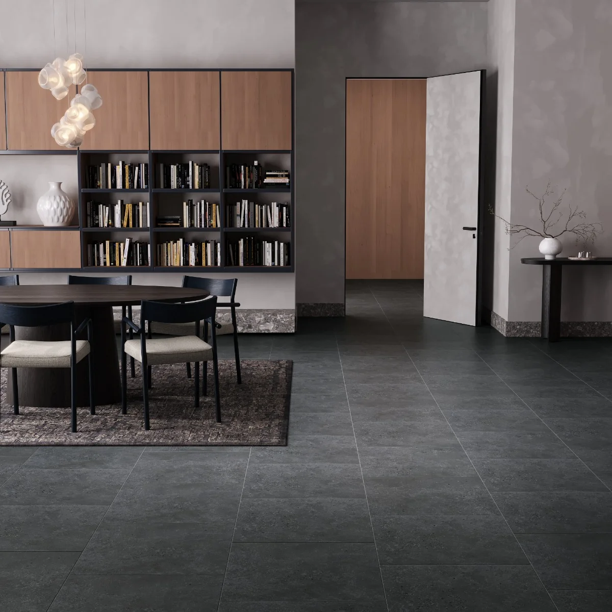 Gresie Exterior / Interior Antiderapanta Walk Anthracite 60 x 60 Cm Mata Portelanata Rectificata Aspect Ciment