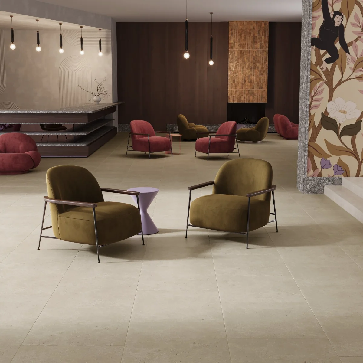 Gresie Exterior / Interior Antiderapanta Walk Sand 60 x 60 Cm Mata Portelanata Rectificata Aspect Ciment