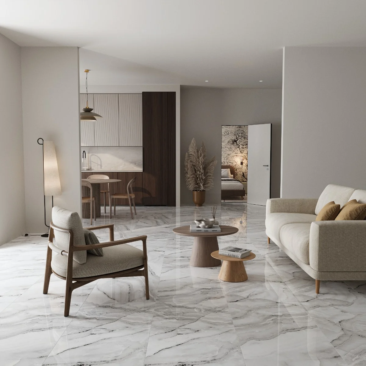 Gresie Exterior / Interior Portelanata Butterfly Silver 60 x 120 cm Lucioasa Rectificata Tip Marmura