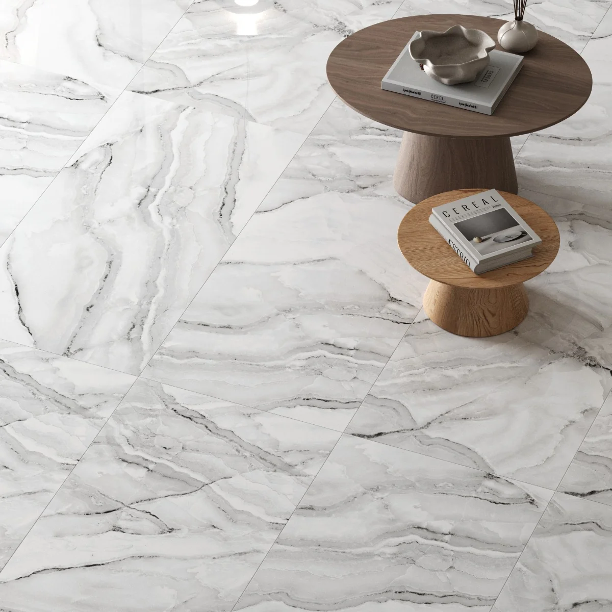 Gresie Exterior / Interior Portelanata Butterfly Silver 60 x 120 cm Lucioasa Rectificata Tip Marmura