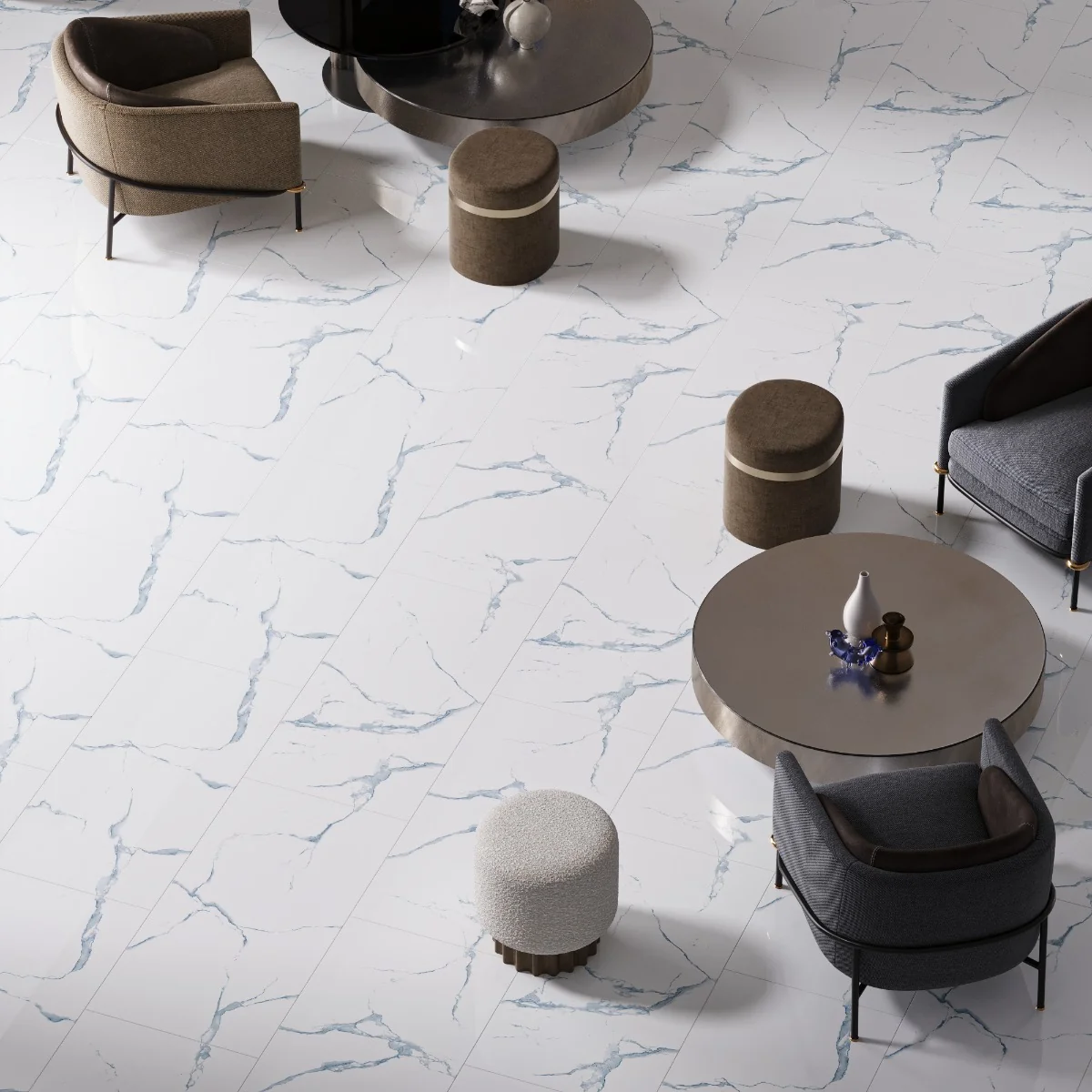 Gresie Portelanata Rectificata Classic Statuario Aqua 60X120 Lucioasa