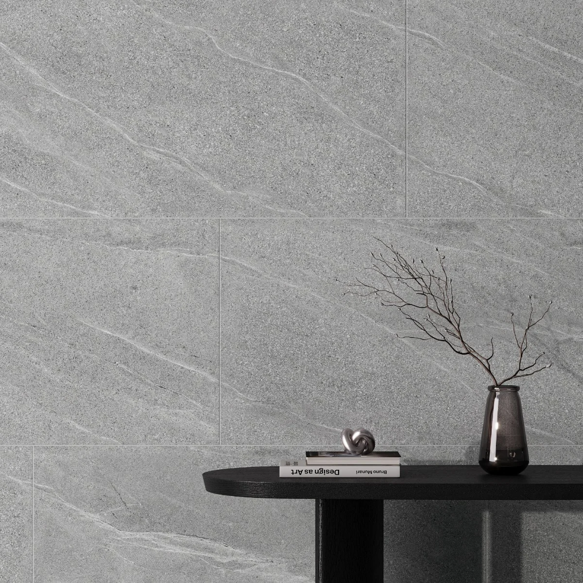 Gresie Exterior / Interior Portelanata Grainy Grey 60 x 120 Cm Mata Rectificata Tip Piatra Naturala