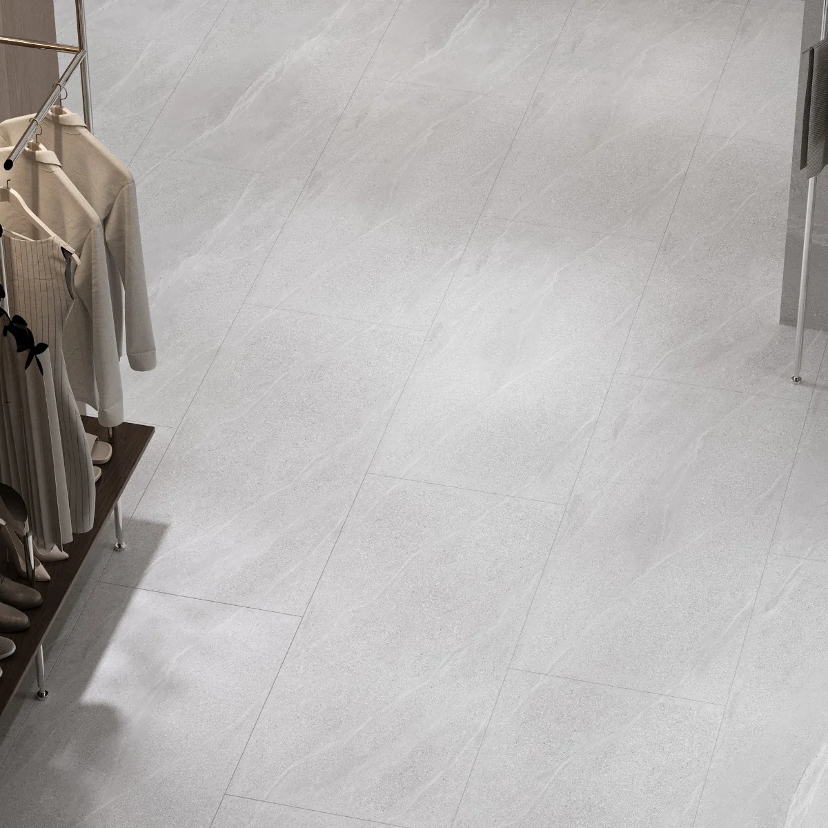 Gresie Exterior / Interior Porțelanată Grainy Bianco 60 x 120 cm Mată Rectificată Tip Piată Naturală