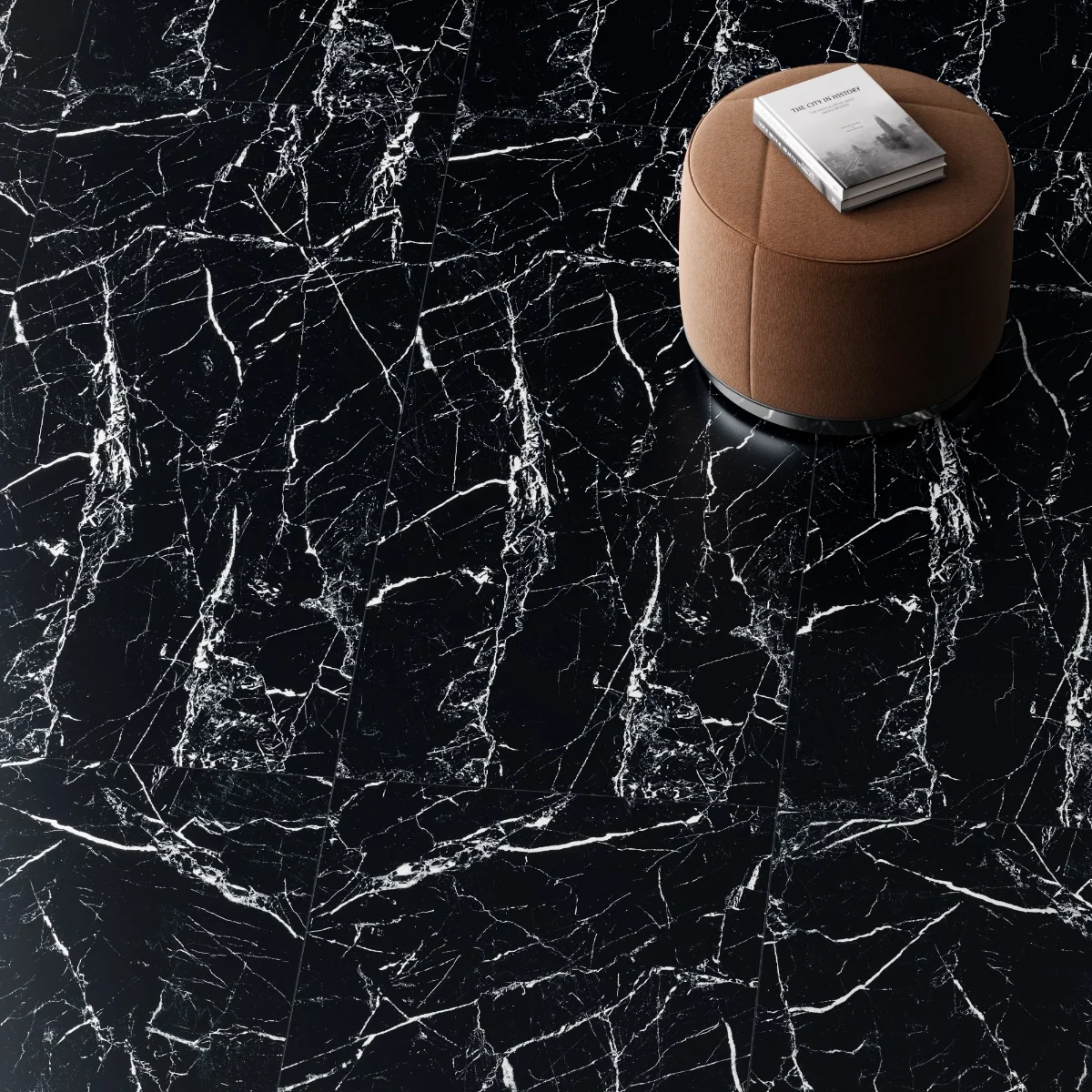 Gresie Exterior / Interior Antiderapanta Marquina Black 60 x 120 Mata Portelanata Rectificata