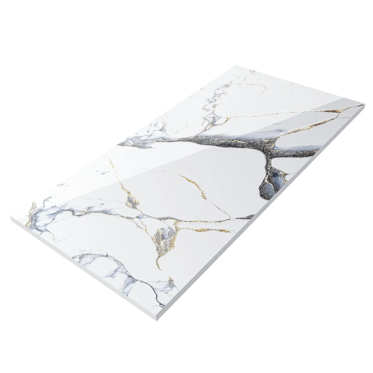 Gresie Cu Insertii Aurii Exterior / Interior Cobra Black Gold Insert Carving 60X120 Lucioasa Portelanata Rectificata Tip Marmura