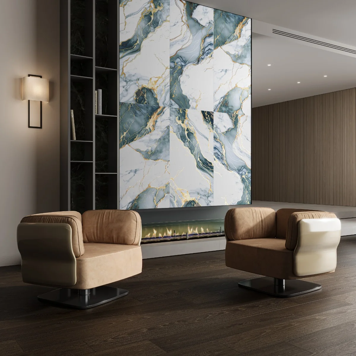 Gresie Cu Insertii Aurii Rozer Aqua Gold Insert Carving 60X120 Lucioasa