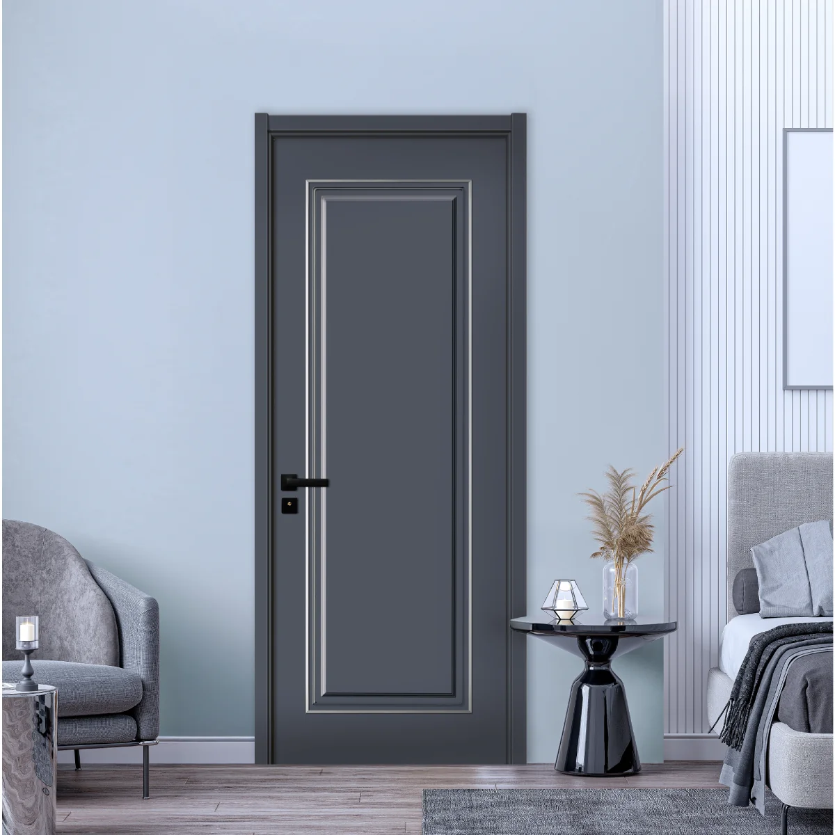 Usa Interior Din MDF KM 460 Reversibila Toc Inclus Gri Antracit 70 x 200 cm