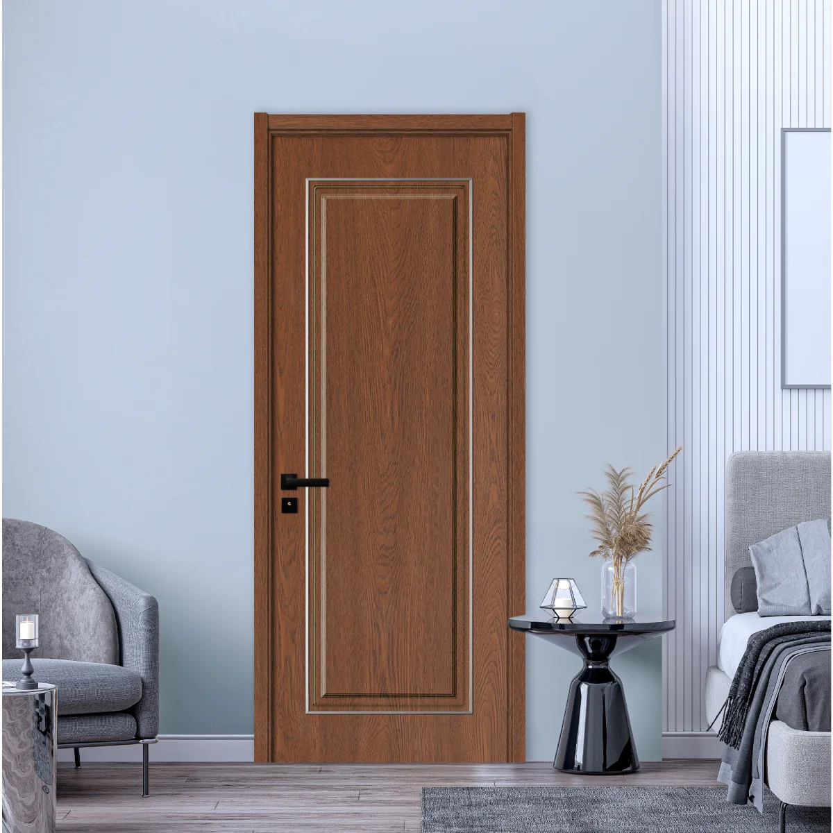 Usa Interior Din MDF KM 460 Reversibila Toc Inclus Stejar Inchis 60 X 200 Cm