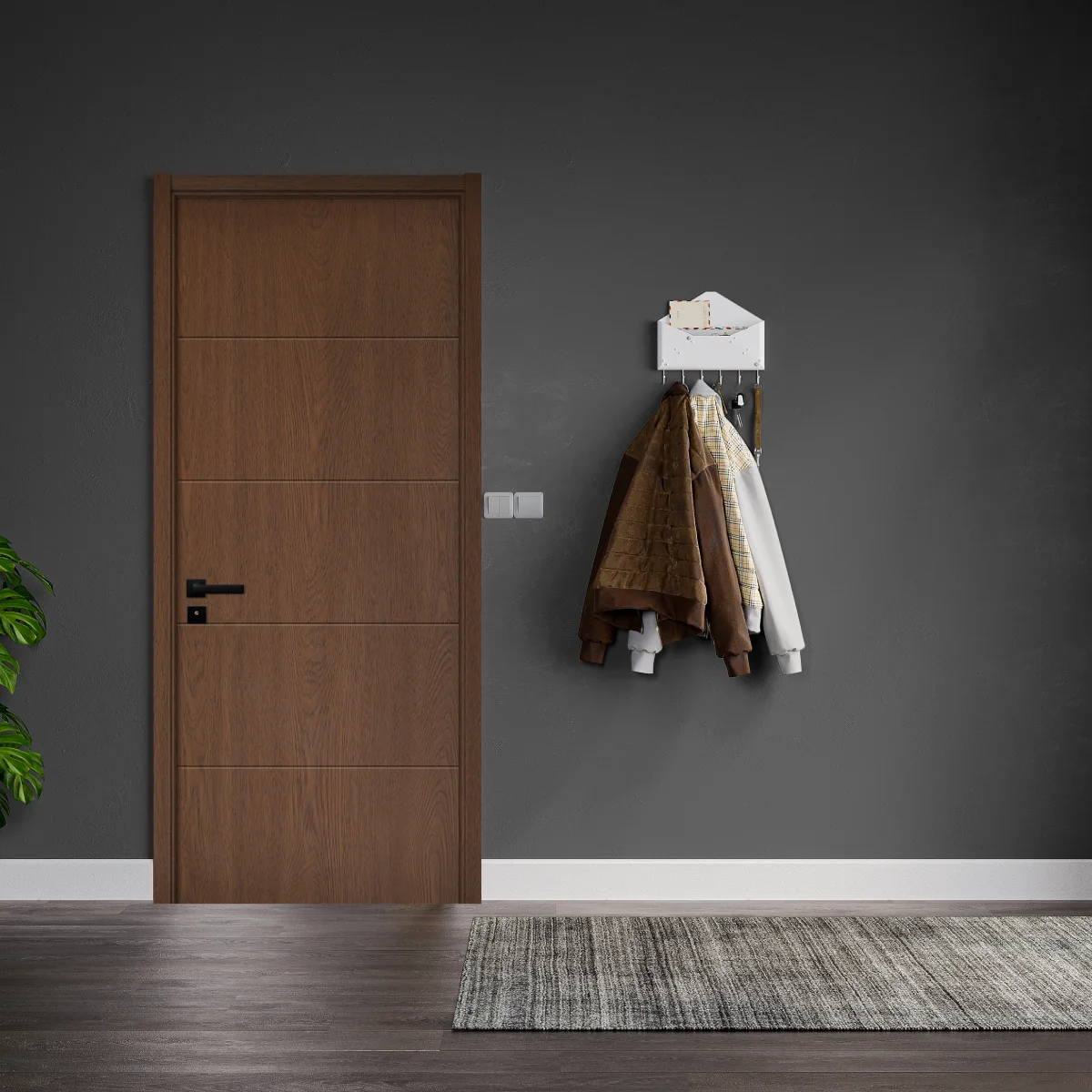 Usa Interior Din MDF KM 512 Reversibila Toc Inclus Stejar Inchis 60 x 200 cm