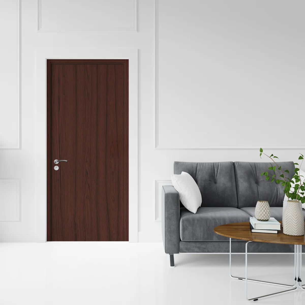 Usa Interior Din MDF OP 030 Reversibila Toc Inclus Teak Maro 80 x 200 cm