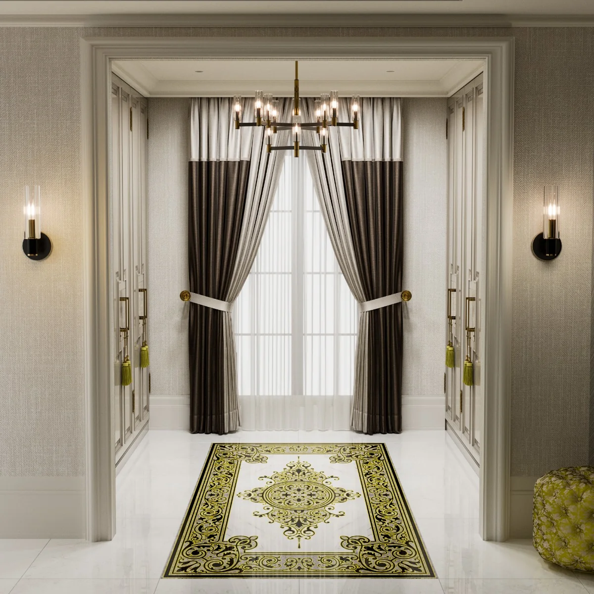 Gresie Decorativa / Covor Ceramic Baroque Zahra 1218616-1B 120X180 (6 Placi 60X60) Lucioasa