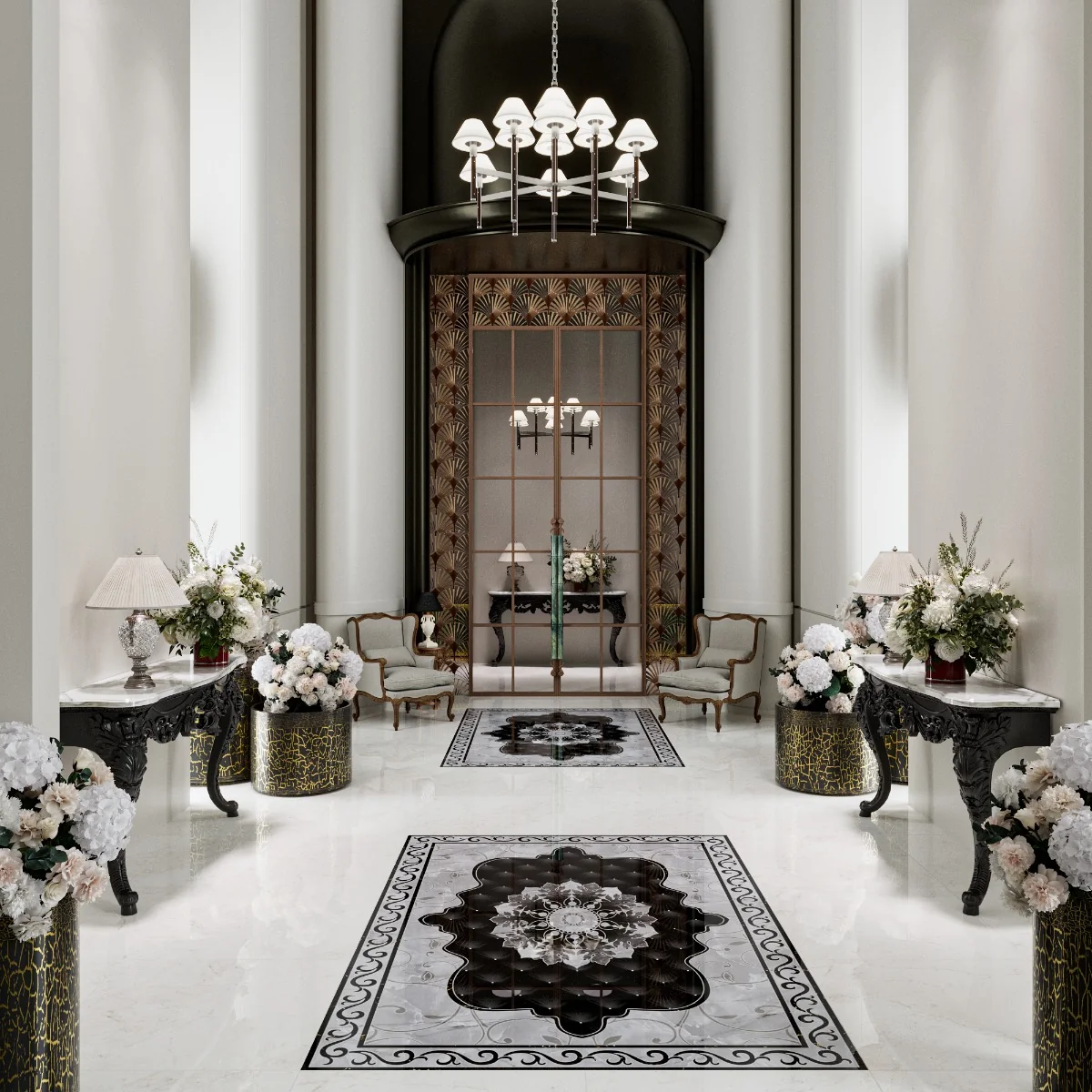 Gresie Decorativa / Covor Ceramic Baroque Nadir 1218632-1A 120X180 (6 Placi 60X60) Lucioasa