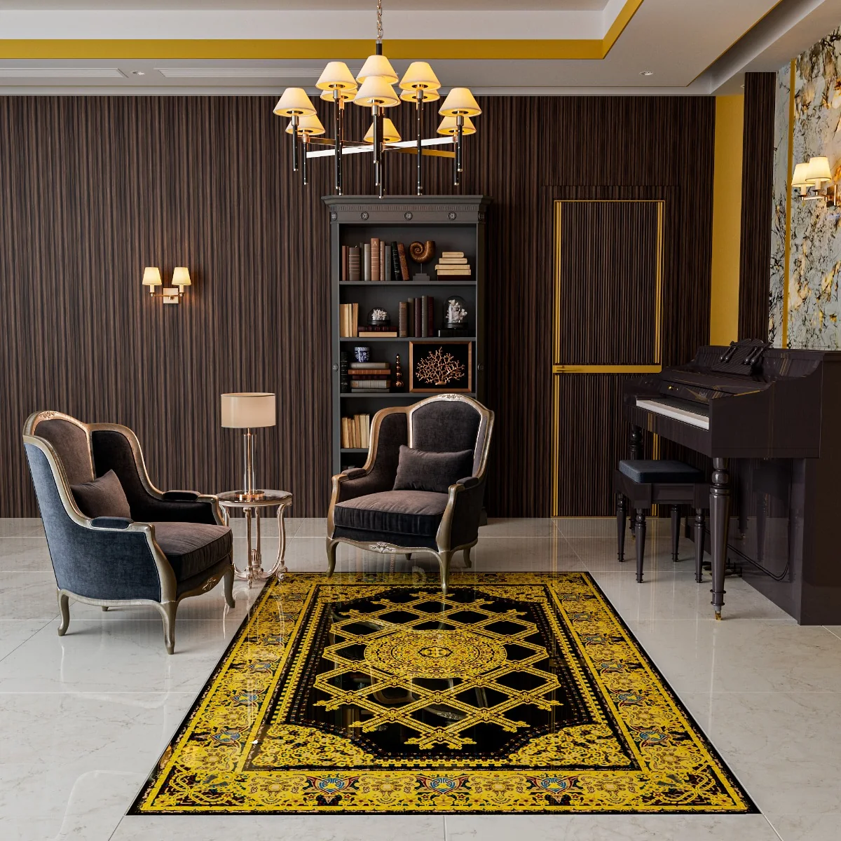 Gresie Decorativa / Covor Ceramic Baroque Aswad 1218517-1B 120X180 (6 Placi 60X60) Lucioasa