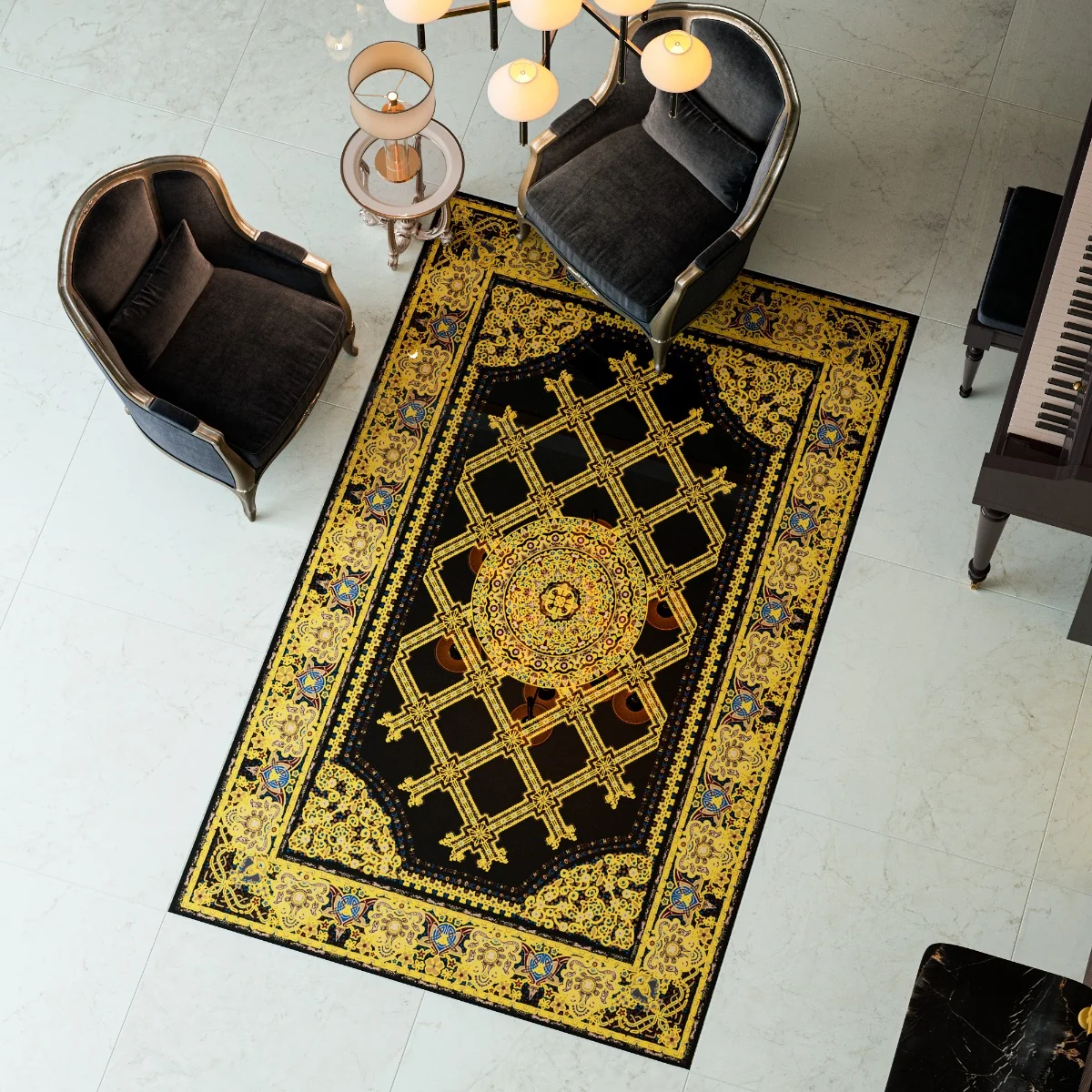 Gresie Decorativa / Covor Ceramic Baroque Aswad 1218517-1B 120X180 (6 Placi 60X60) Lucioasa