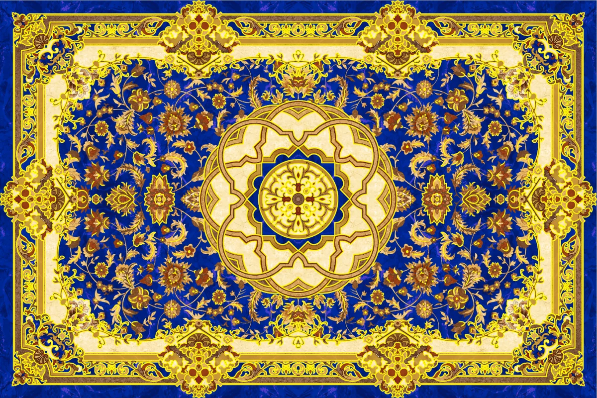 Gresie Decorativa / Covor Ceramic Baroque Ahmar Azul 1218646-2B 120X180 (6 Placi 60X60) Lucioasa