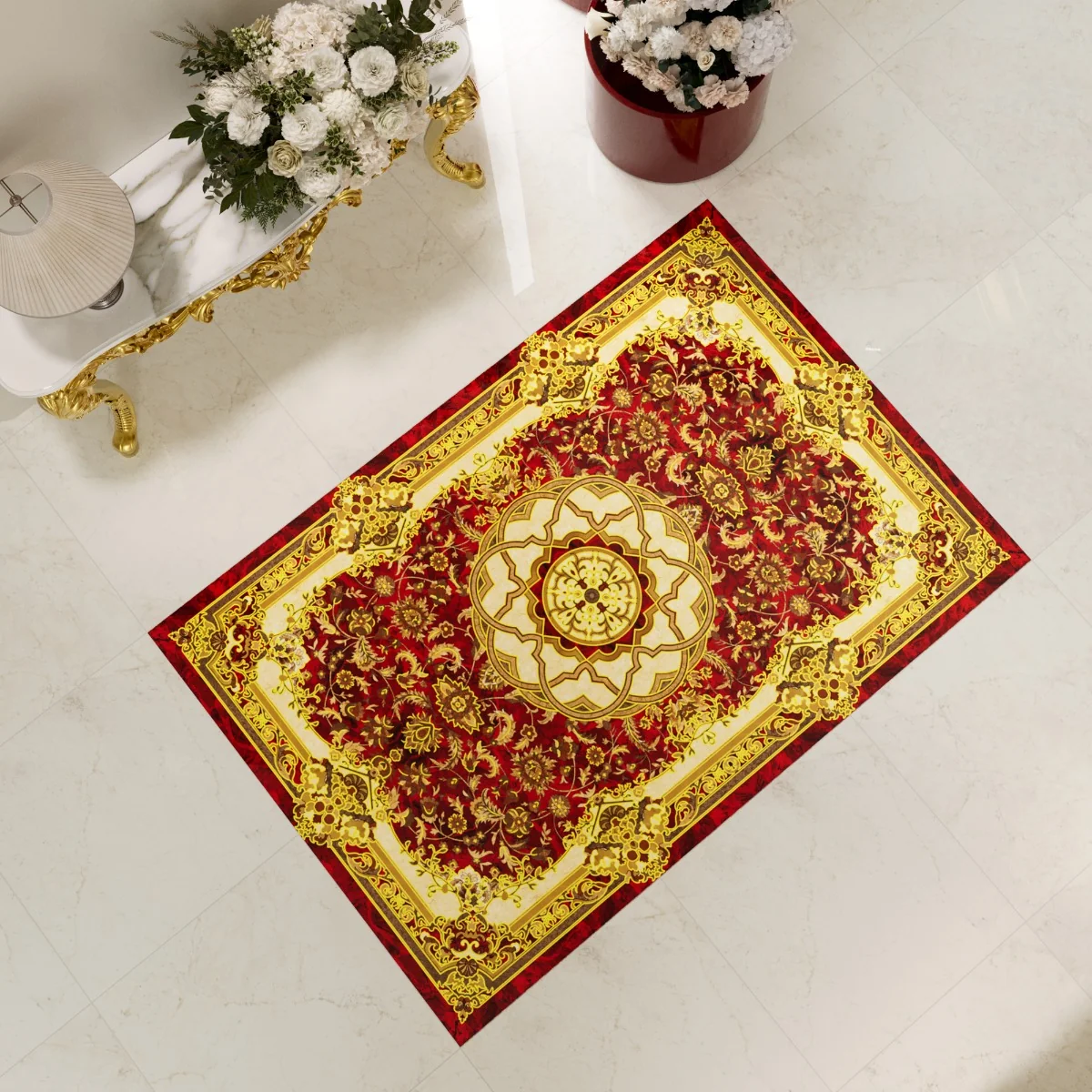 Gresie Decorativa / Covor Ceramic Baroque Ahmar Rojo 1218646-3B 120X180 (6 Placi 60X60) Lucioasa