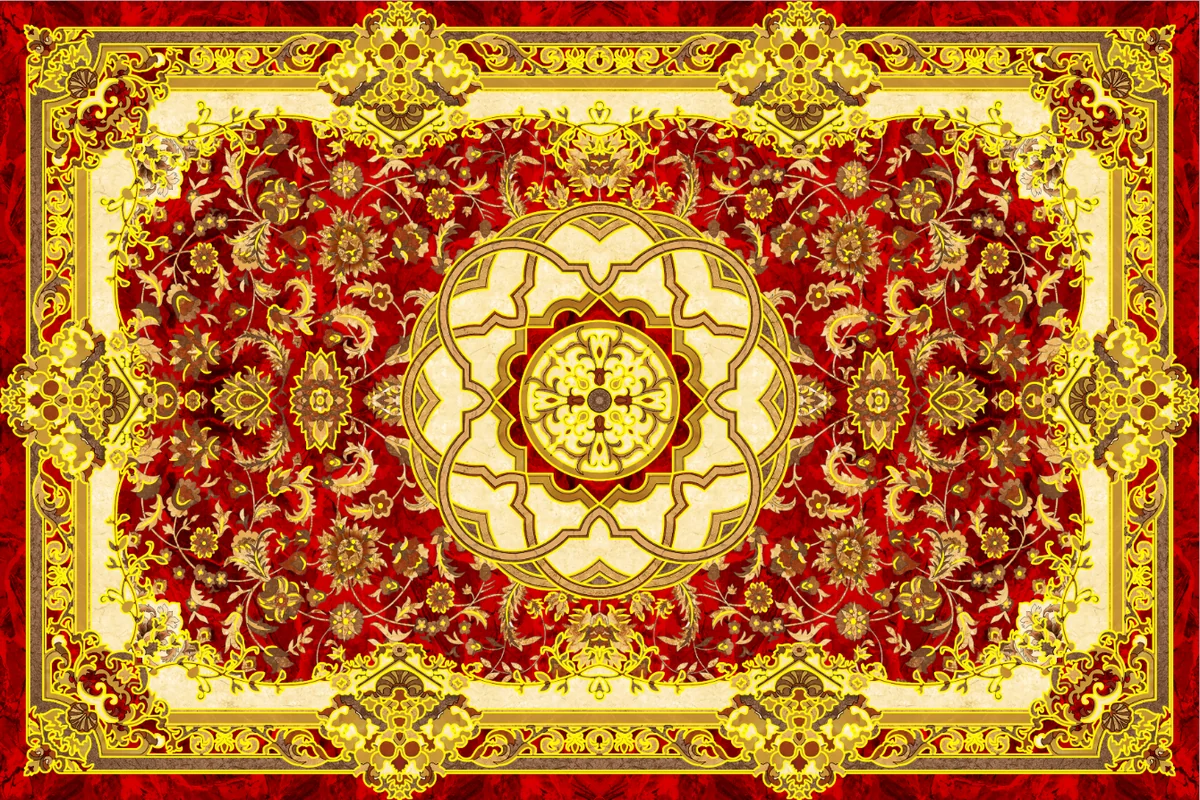 Gresie Decorativa / Covor Ceramic Baroque Ahmar Rojo 1218646-3B 120X180 (6 Placi 60X60) Lucioasa