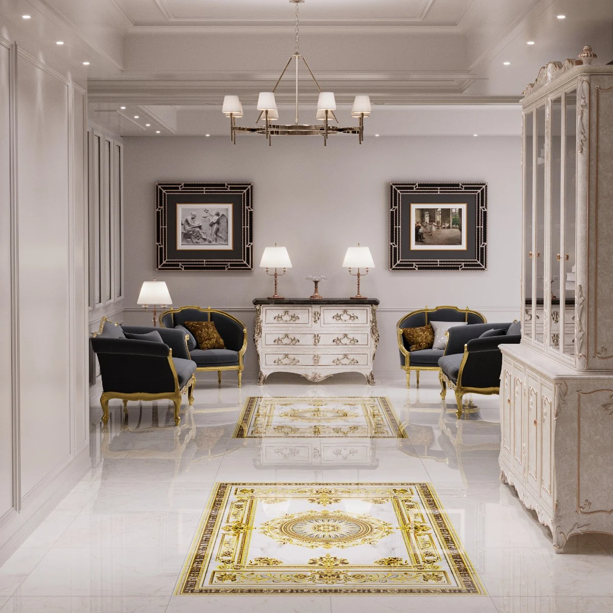 Gresie Decorativa / Covor Ceramic Baroque Juman 12182059-1B 120X180 (6 Placi 60X60) Lucioasa