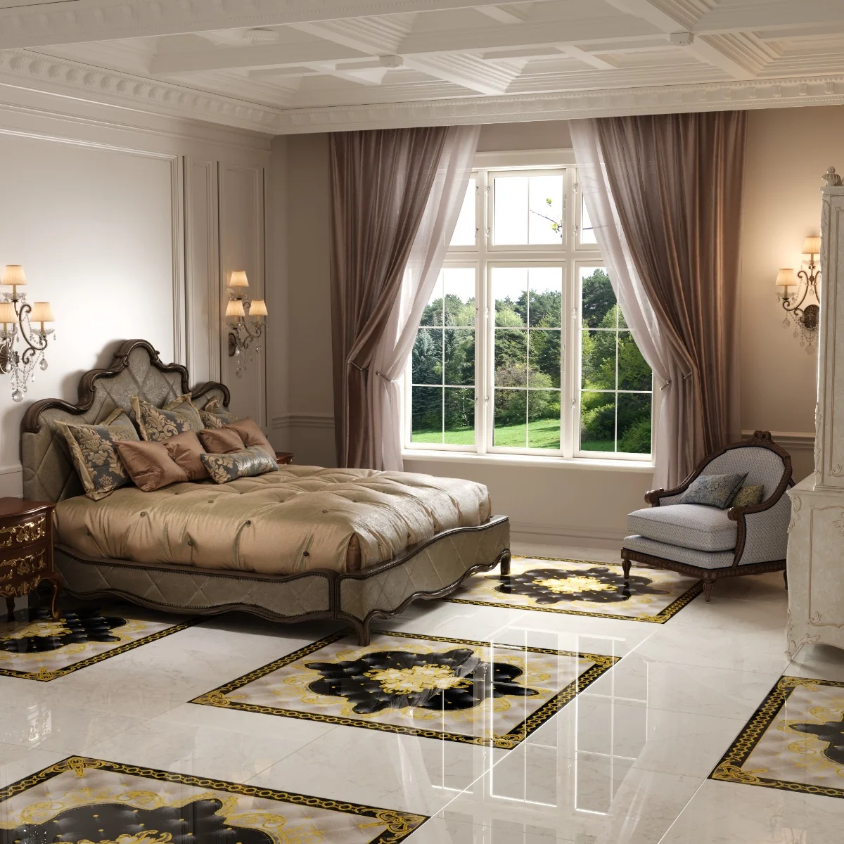 Gresie Decorativa / Covor Ceramic Baroque Safa 12497-1B 120X120 (4 Placi 60X60) Lucioasa