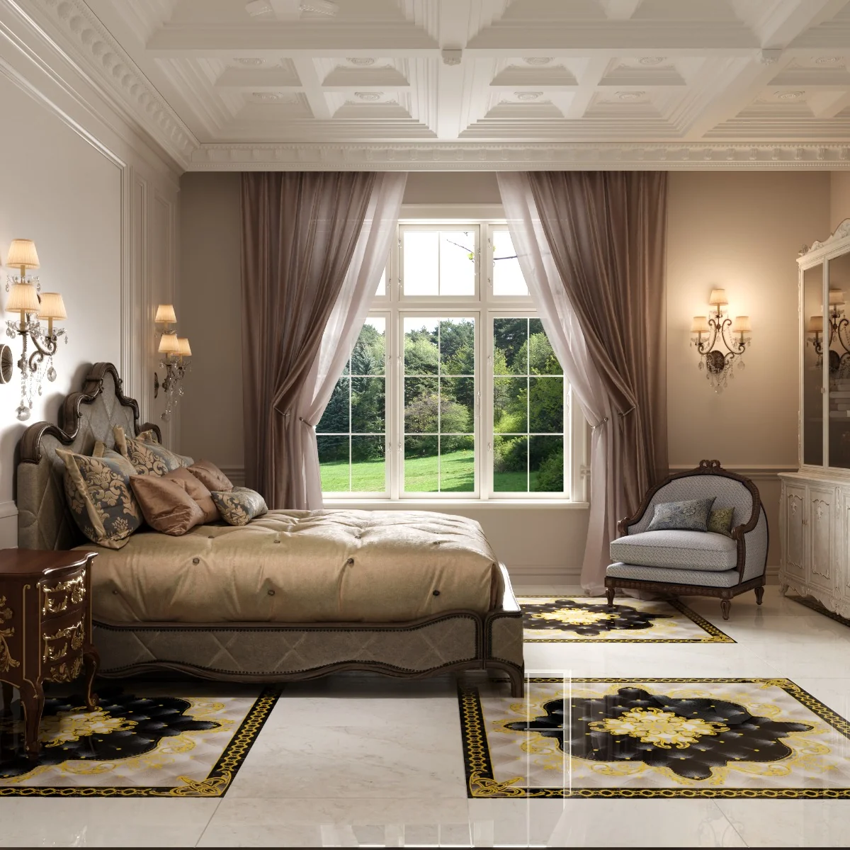 Gresie Decorativa / Covor Ceramic Baroque Safa 12497-1B 120X120 (4 Placi 60X60) Lucioasa