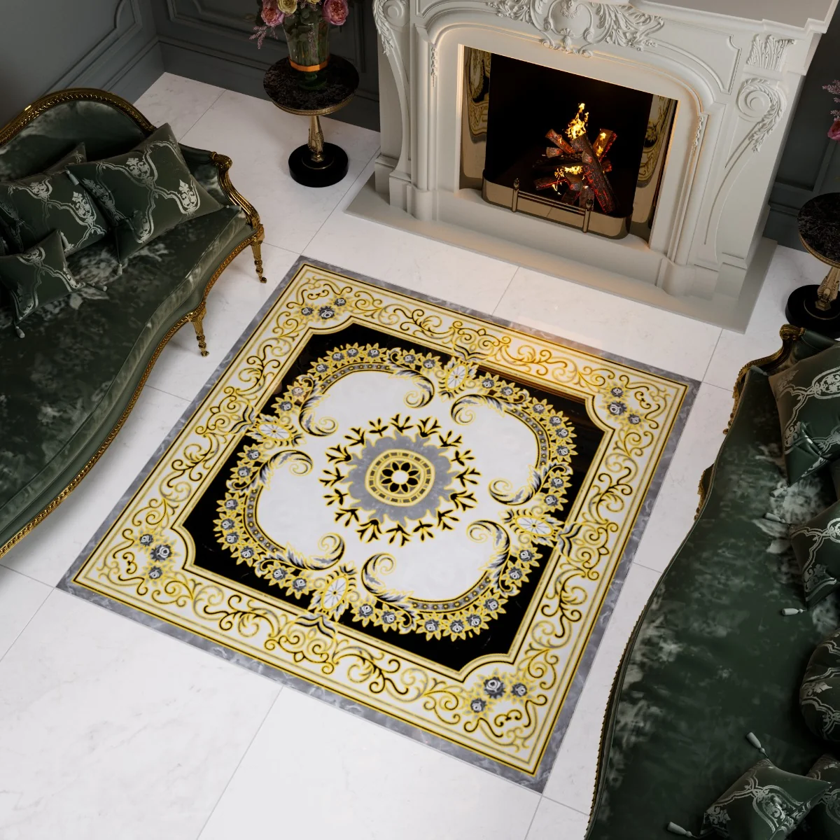 Gresie Decorativa / Covor Ceramic Baroque Hajar 12714-1B 120X120 (4 Placi 60X60) Lucioasa