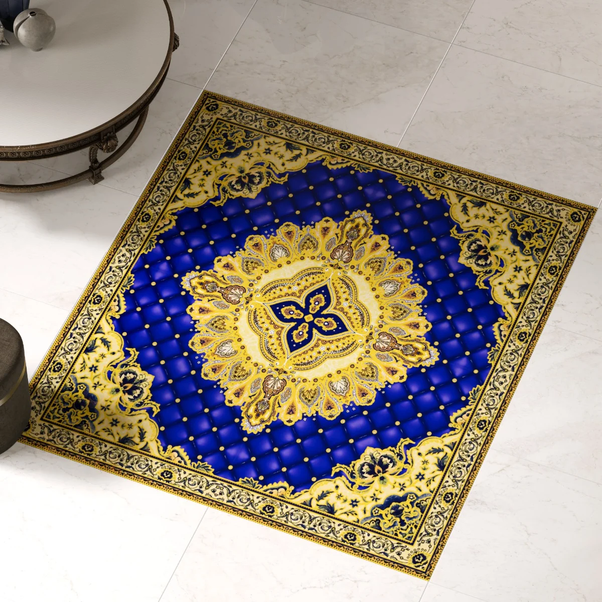 Gresie Decorativa / Covor Ceramic Baroque Amara Azul 121103-1B 120X120 (4 Placi 60X60) Lucioasa