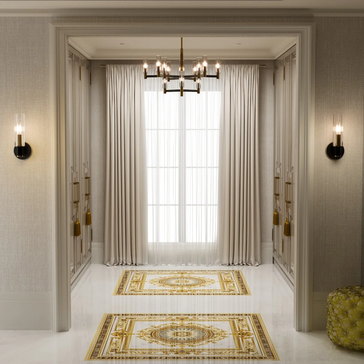 Gresie Decorativă / Covor Ceramic Baroque Juman 1202059-1B 120x120 (4 Plăci 60x60) Lucioasă