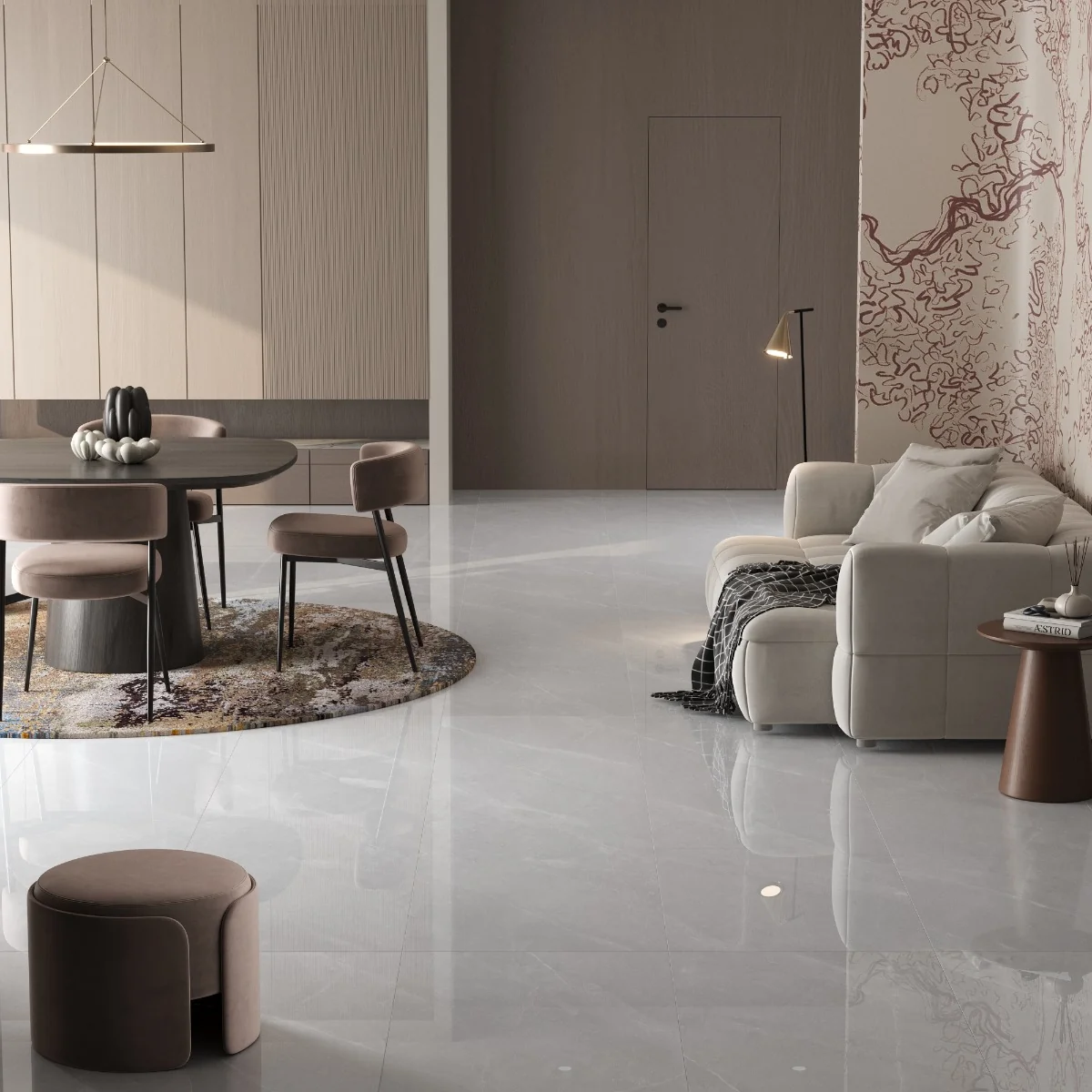 Gresie Exterior / Interior Portelanata Osmos White 60 x 120 cm Lucioasa Rectificata Tip Marmura