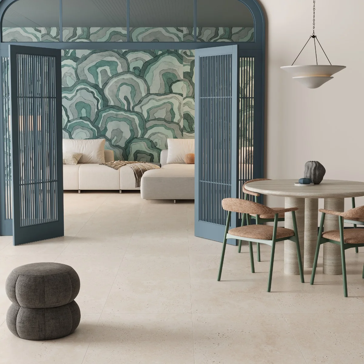 Gresie Antiderapanta Exterior / Interior Classic Travertine Pearl 60X60X2 Mata Portelanata Rectificata Aspect Ciment