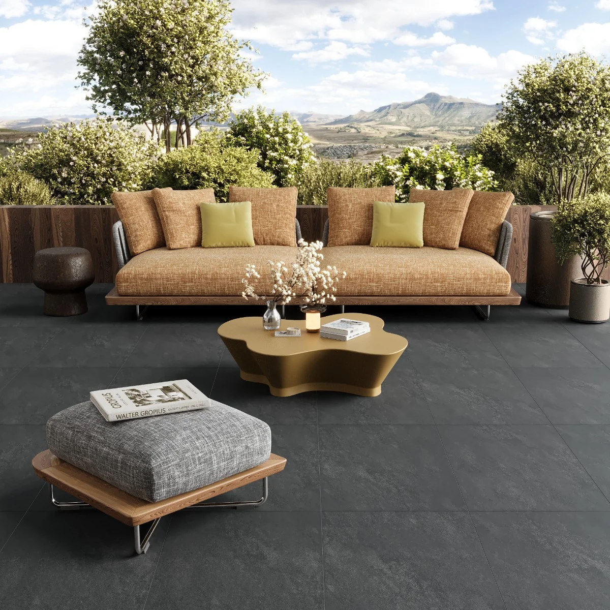 Gresie Antiderapanta Exterior / Interior Montana Anthracite 60X60X2 cm Mata Portelanata Rectificata Aspect Ciment