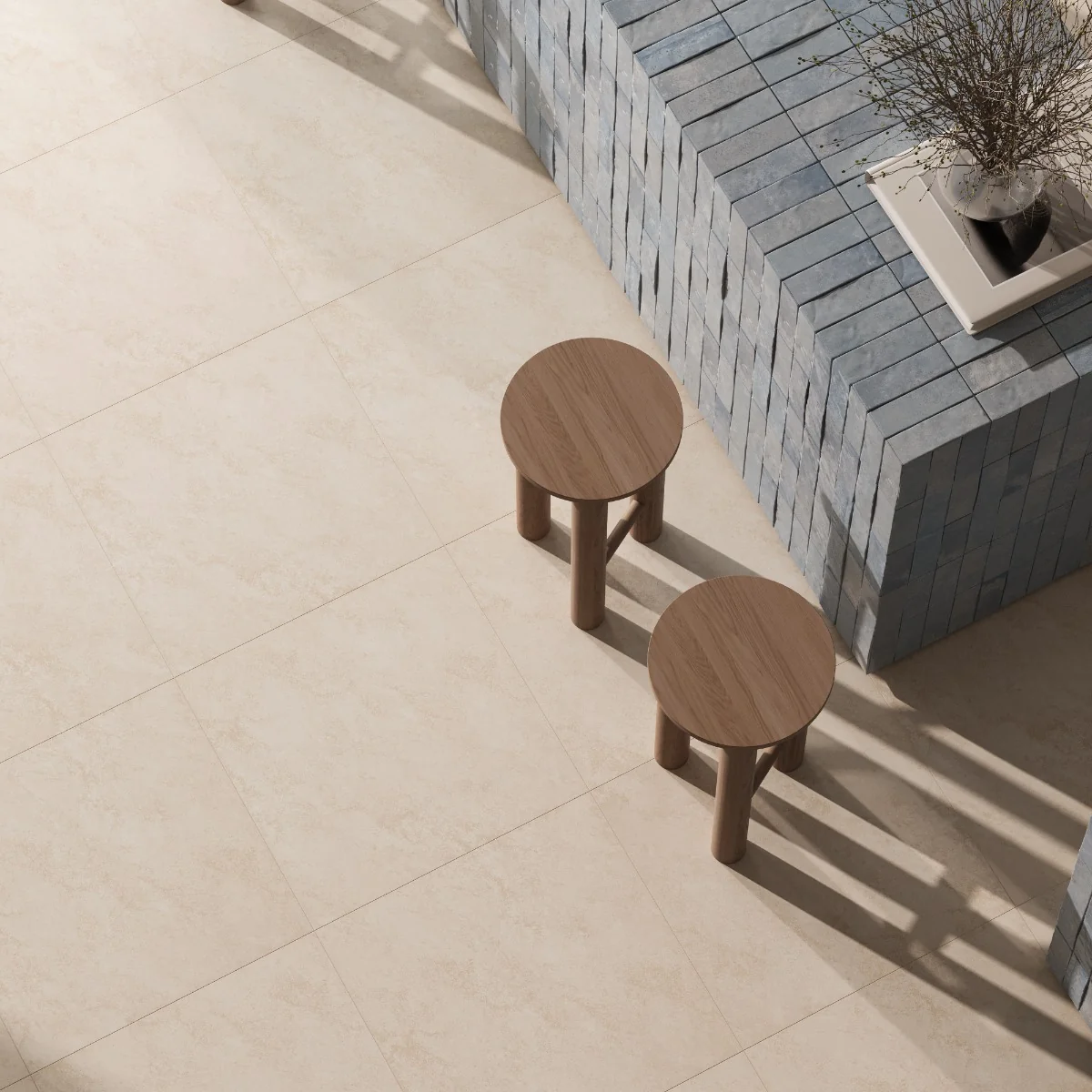 Gresie Antiderapanta Exterior / Interior Montana Beige 60X60X2 Cm Mata Portelanata Rectificata Aspect Ciment