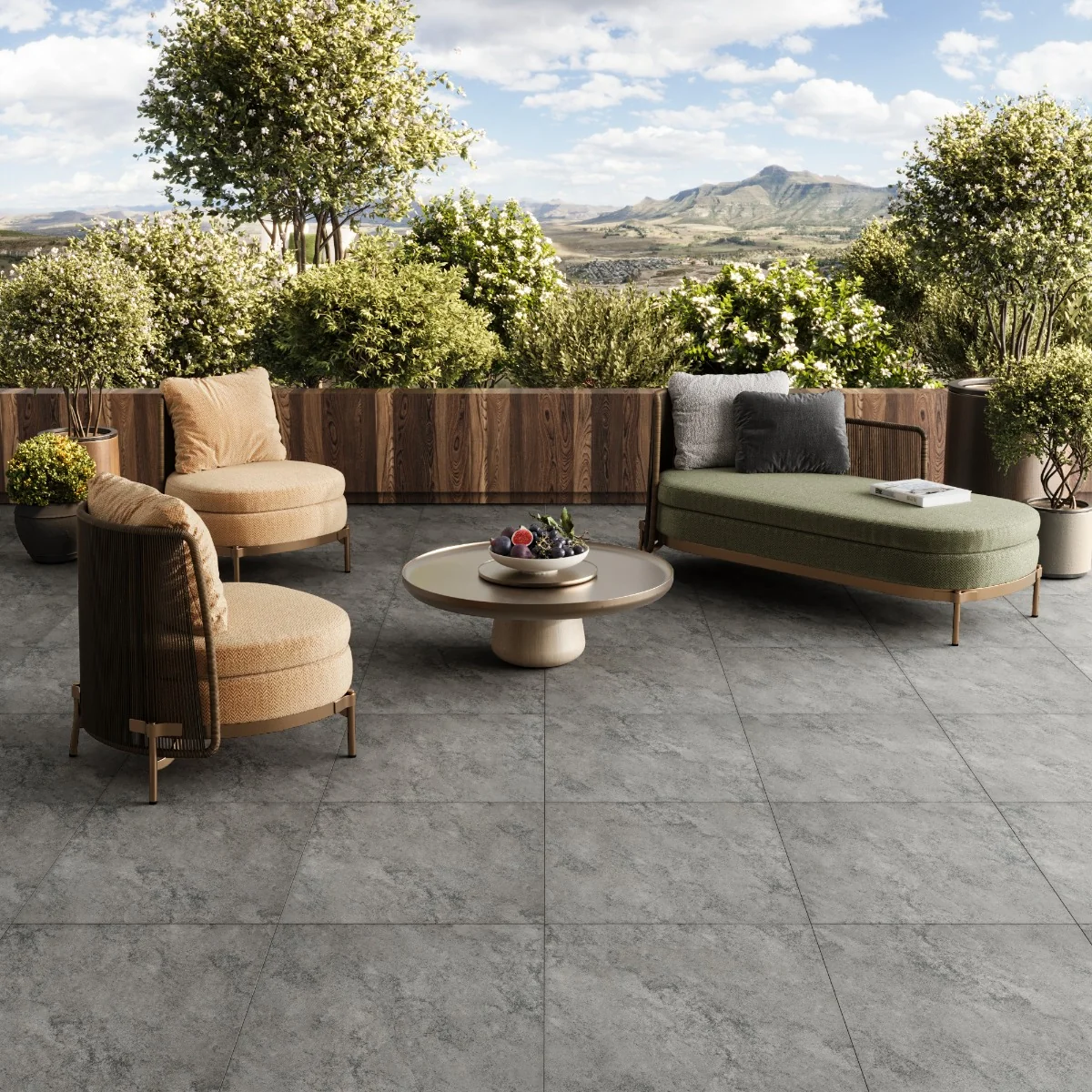 Gresie Antiderapanta Exterior / Interior Montana Grey 60X60X2 cm Mata Portelanata Rectificata Aspect Ciment