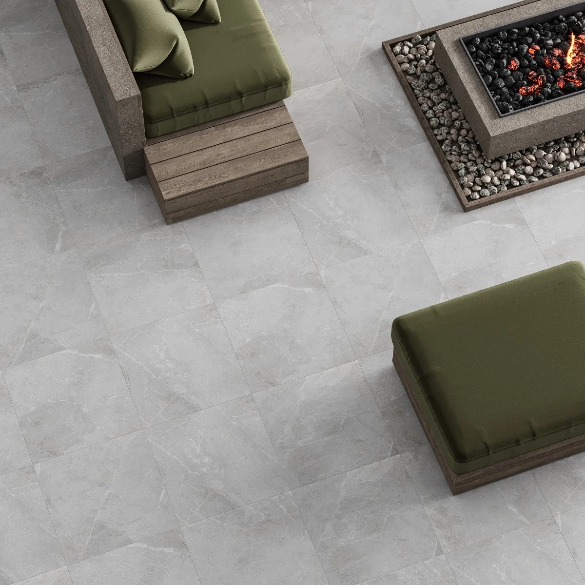 Gresie Antiderapanta Exterior / Interior Grande Silver 60X60X2 cm Mata Portelanata Rectificata Aspect Ciment