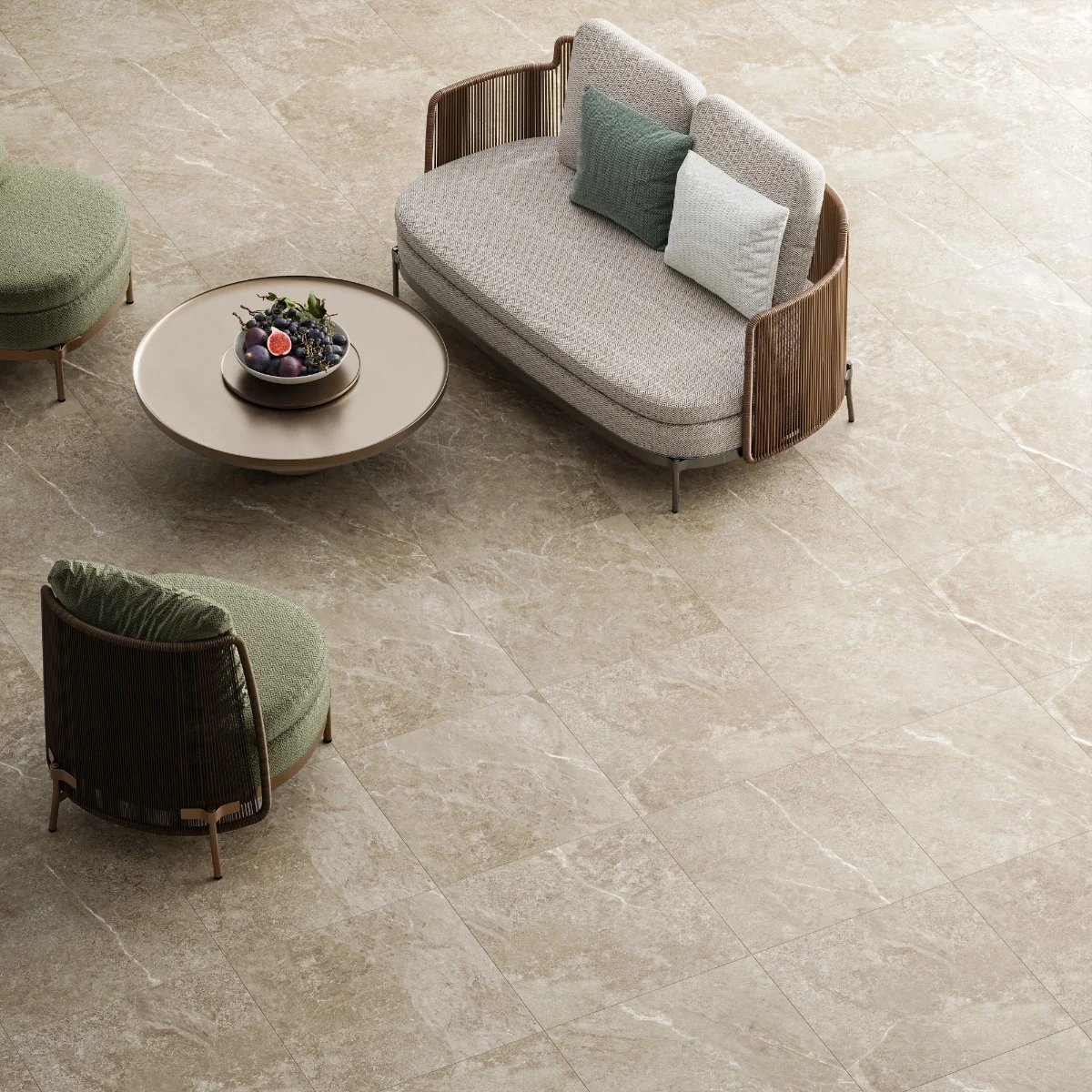 Gresie Antiderapanta Exterior / Interior Gravia Ivory 60X60X2 cm Mata Portelanata Rectificata Aspect Ciment