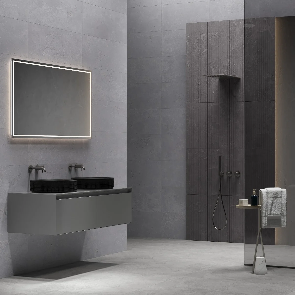 Gresie Exterior / Interior Antiderapanta Walk Grey 30 x 60 cm Mata Portelanata Aspect Ciment