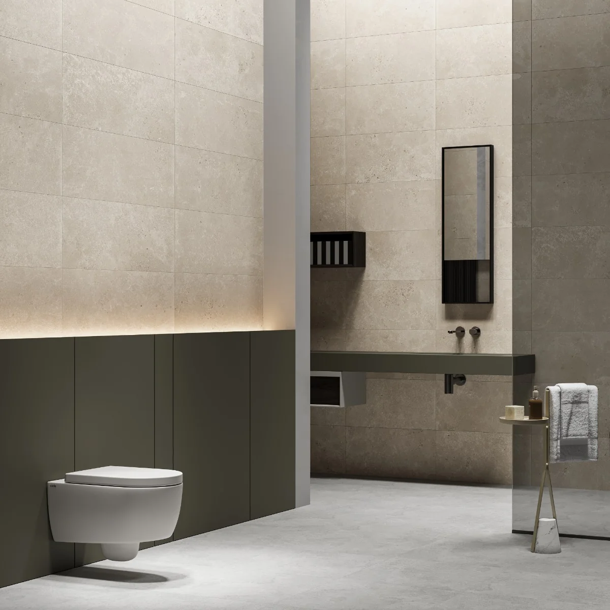 Gresie Exterior / Interior Antiderapanta Walk Sand 30 x 60 cm Mata Portelanata Aspect Ciment