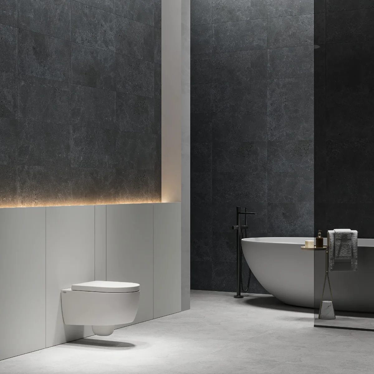 Gresie Exterior / Interior Antiderapanta Walk Anthracite 30 x 60 cm Mata Portelanata Aspect Ciment