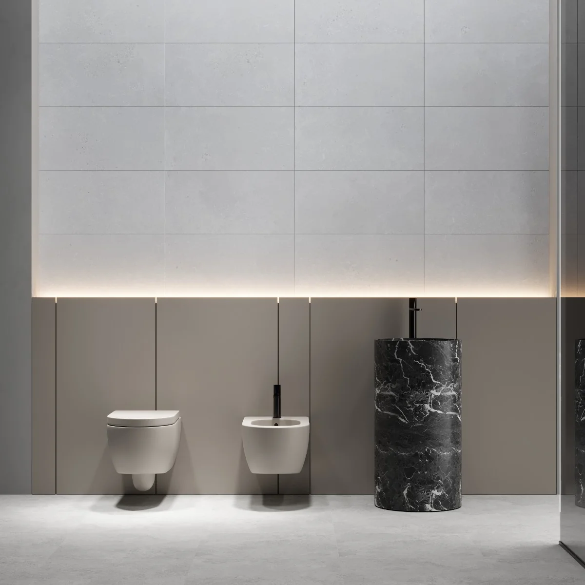 Gresie Exterior / Interior Antiderapanta Walk Bianco 30 x 60 cm Mata Portelanata Aspect Ciment