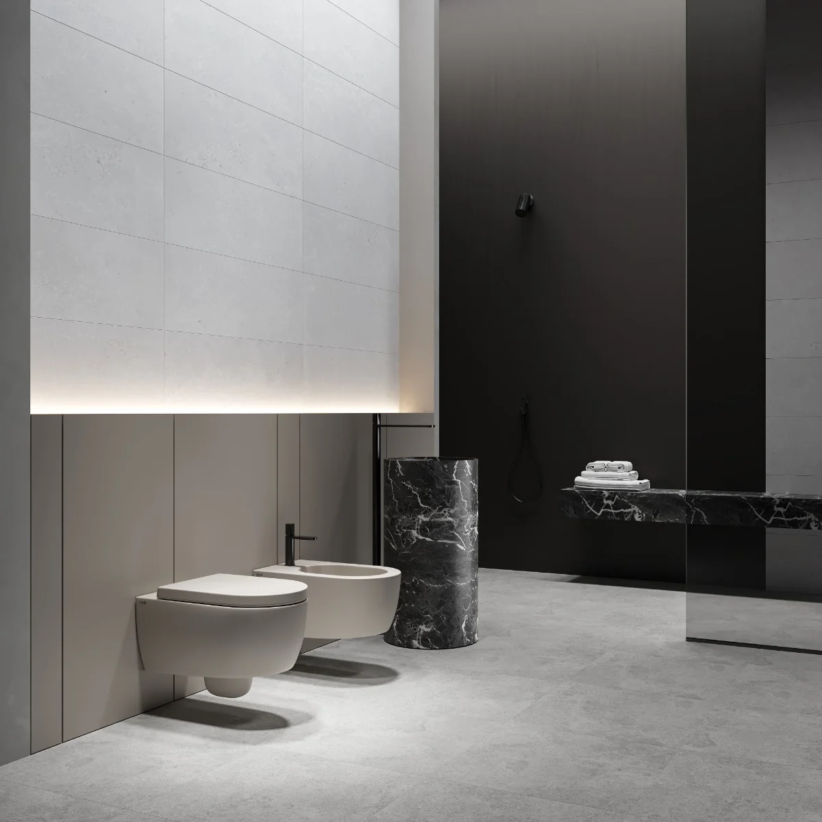 Gresie Exterior / Interior Antiderapanta Walk Bianco 30 x 60 cm Mata Portelanata Aspect Ciment