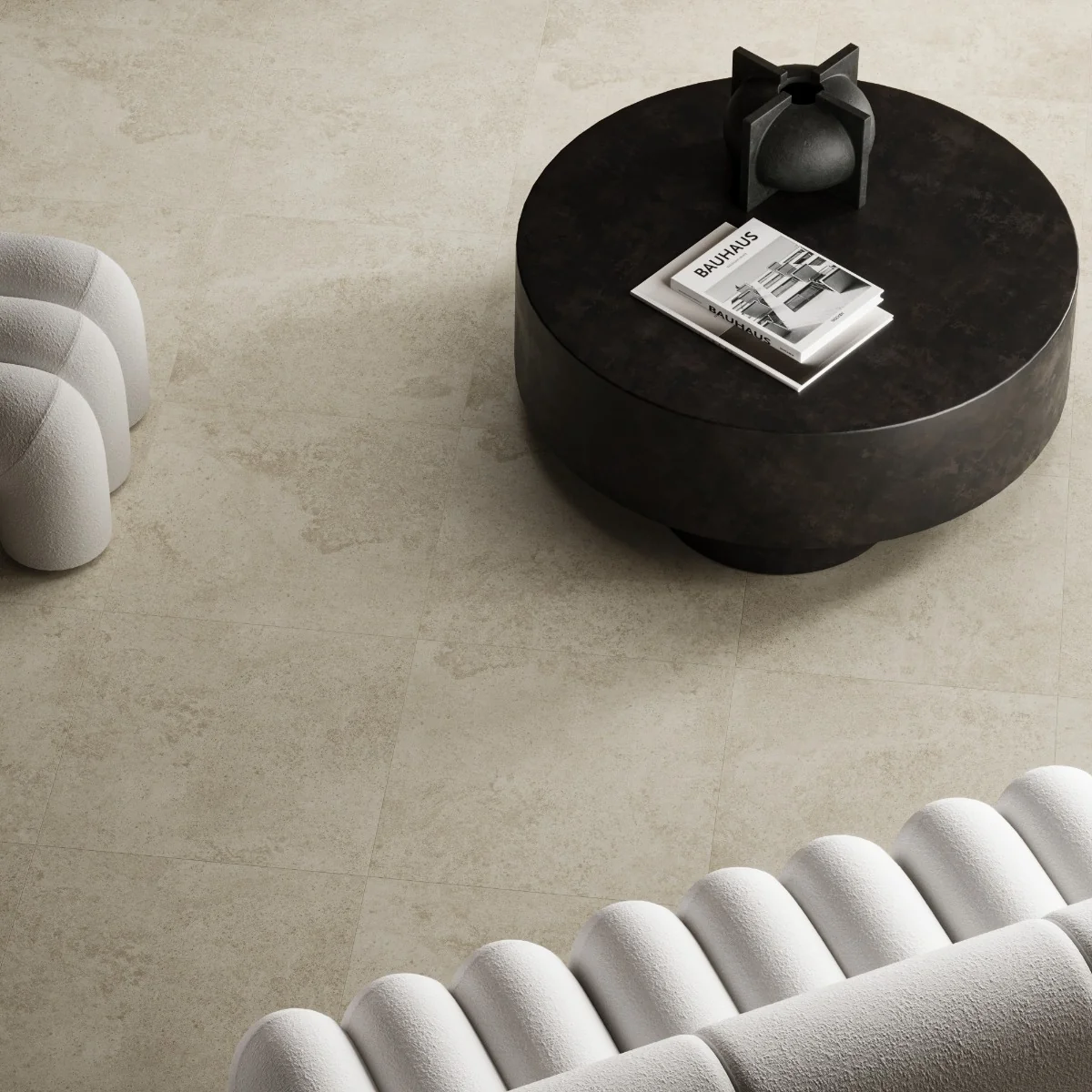 Gresie Exterior / Interior Antiderapanta Glem Beige 60 x 60 cm Mata Portelanata Rectificata Aspect Ciment