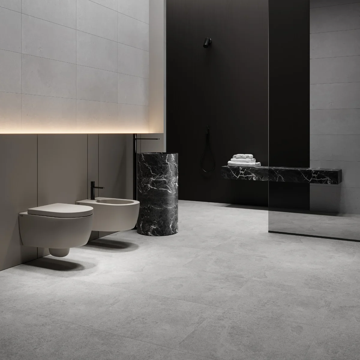 Gresie Exterior / Interior Antiderapanta Glem Grey 60 x 60 Cm Mata Portelanata Rectificata Aspect Ciment